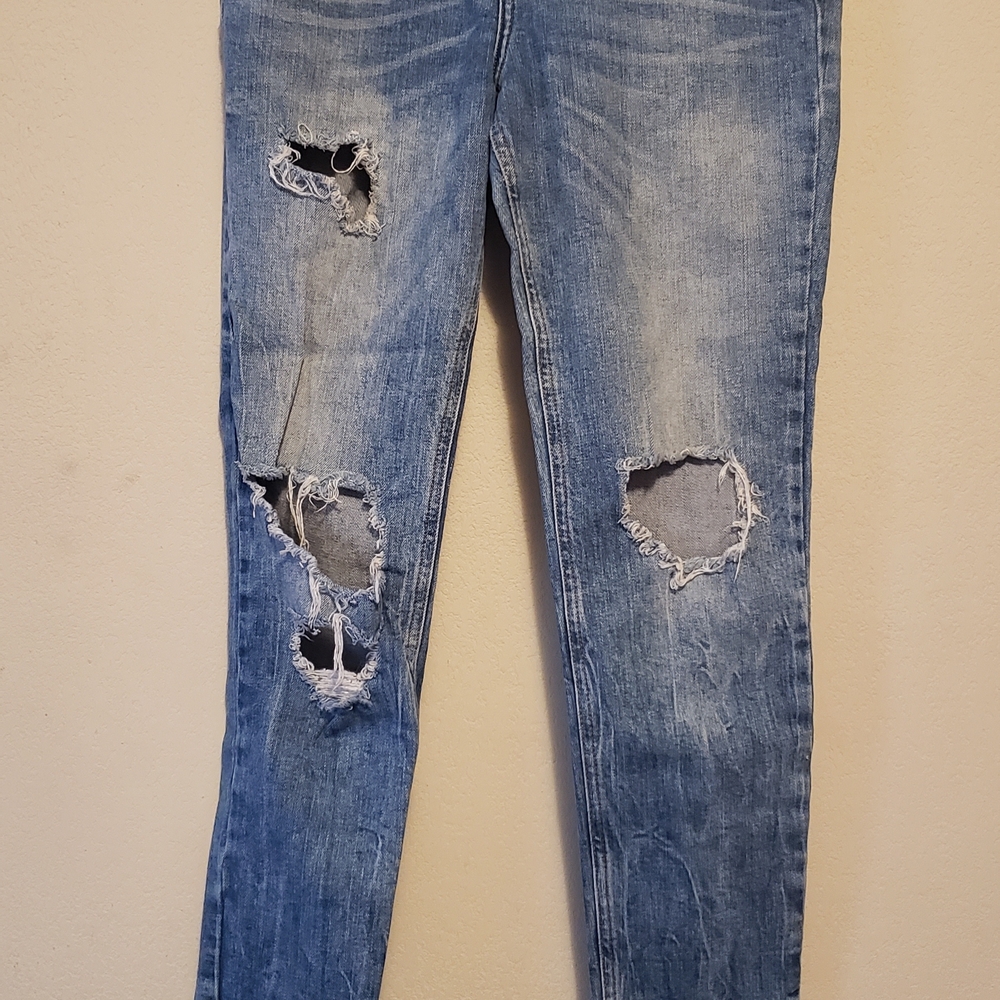 Zara Sky Blue Ripped Skinny Jeans